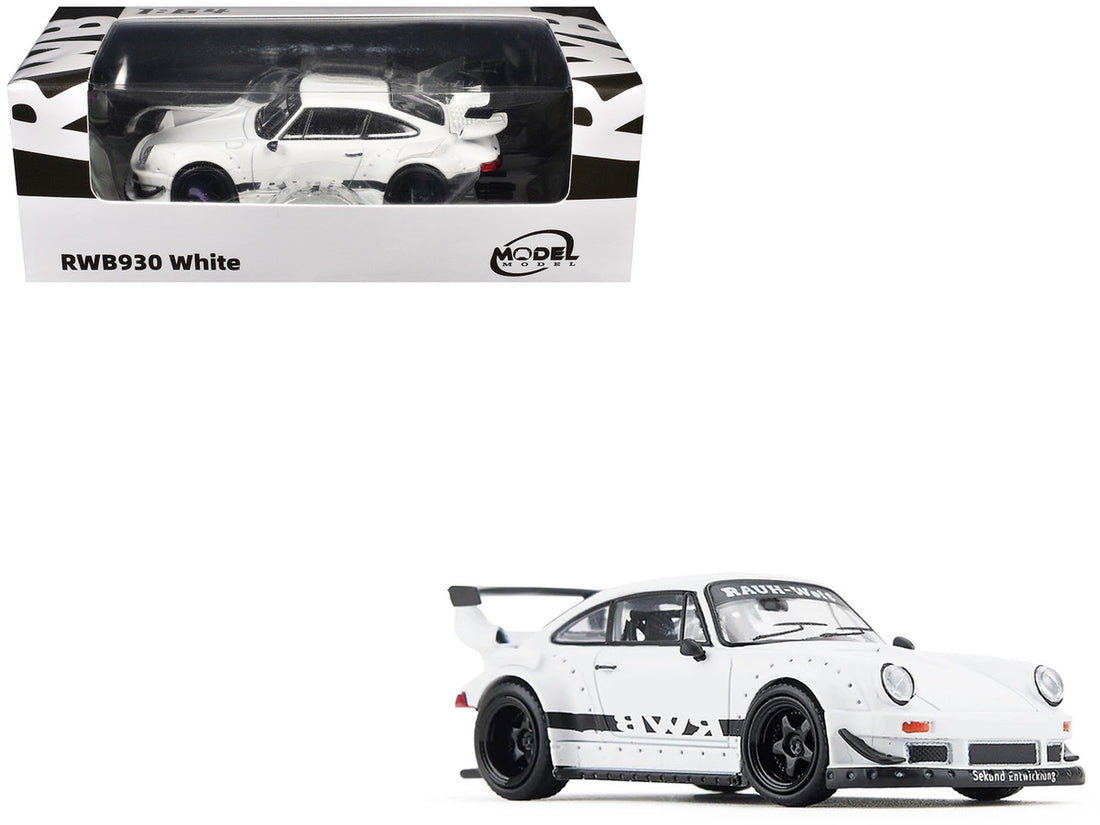 RWB 930 Matt White with Black Stripes 1/64 Diecast Model Car by Model Model-0