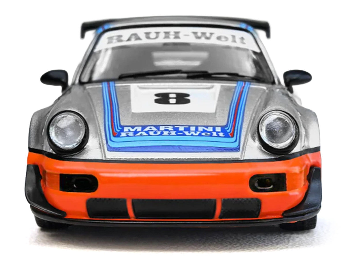 RWB 964 #8 "Ichiban Boshi - Martini Racing" Silver Metallic with Stripes 1/64 Diecast Model Car by Model Model 3