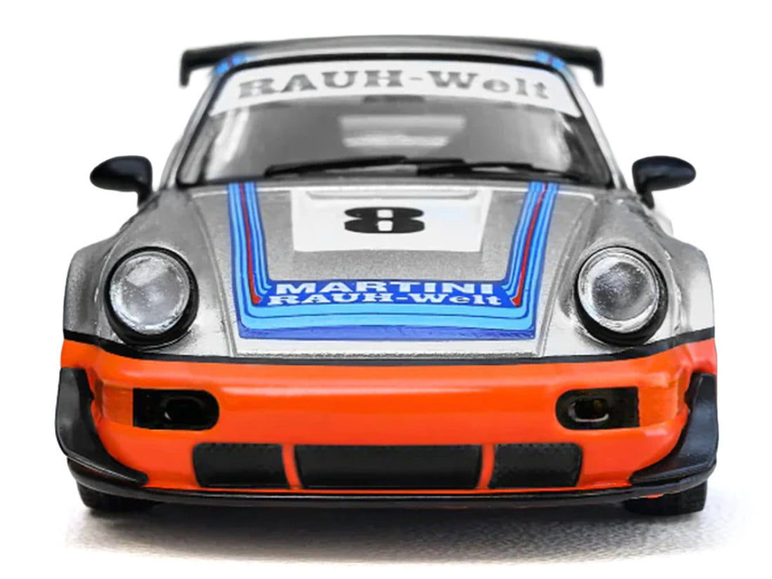 RWB 964 #8 "Ichiban Boshi - Martini Racing" Silver Metallic with Stripes 1/64 Diecast Model Car by Model Model 3