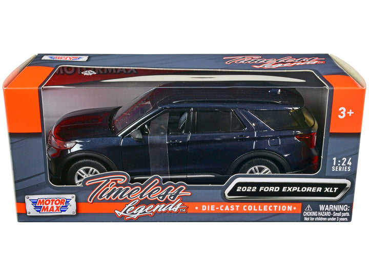 2022 Ford Explorer XLT Dark Blue Metallic "Timeless Legends" Series 1/24 Diecast Model Car by Motormax-0