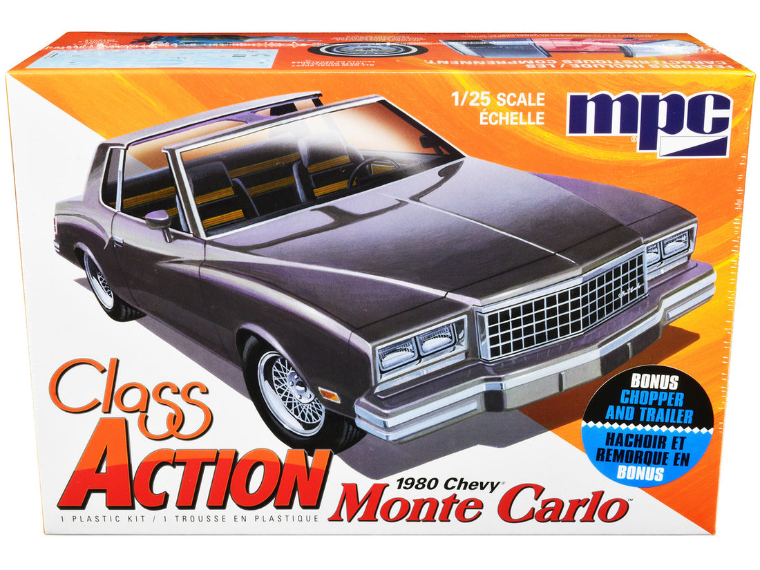 Skill 2 Model Kit 1980 Chevrolet Monte Carlo "Class Action" with Motorcycle and Trailer (Skill 2) 1/25 Scale Model Car by MPC-0