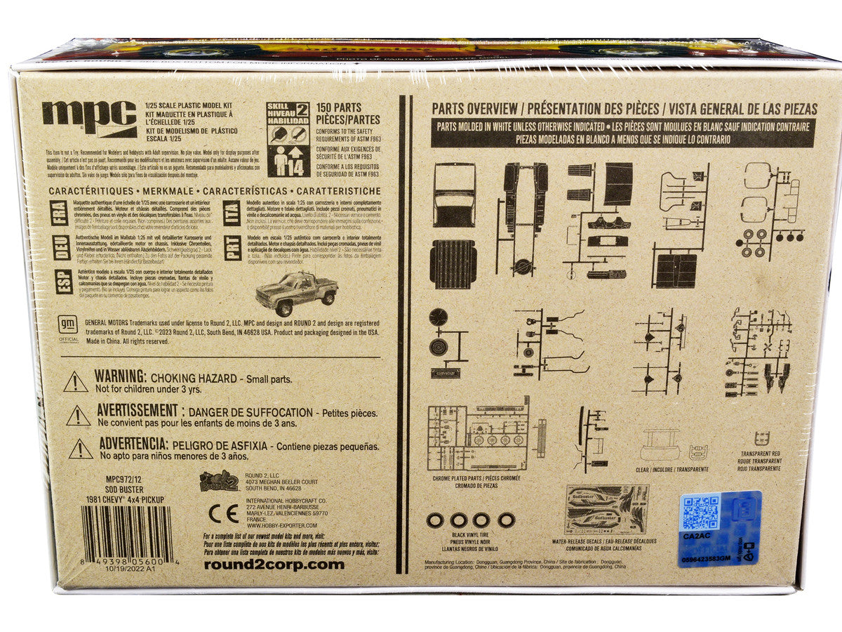 Skill 2 Model Kit 1981 Chevrolet 4x4 Stepside Pickup Truck "Sod Buster" 1/25 Scale Model by MPC-3