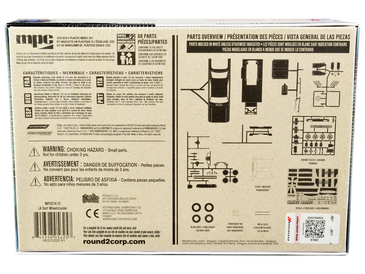 Skill 2 Model Kit Bill Shrewsberry's L.A. Dart Wheelstander Drag Car "Legends of the Quarter Mile" Series 1/25 Scale Model Car by MPC-3