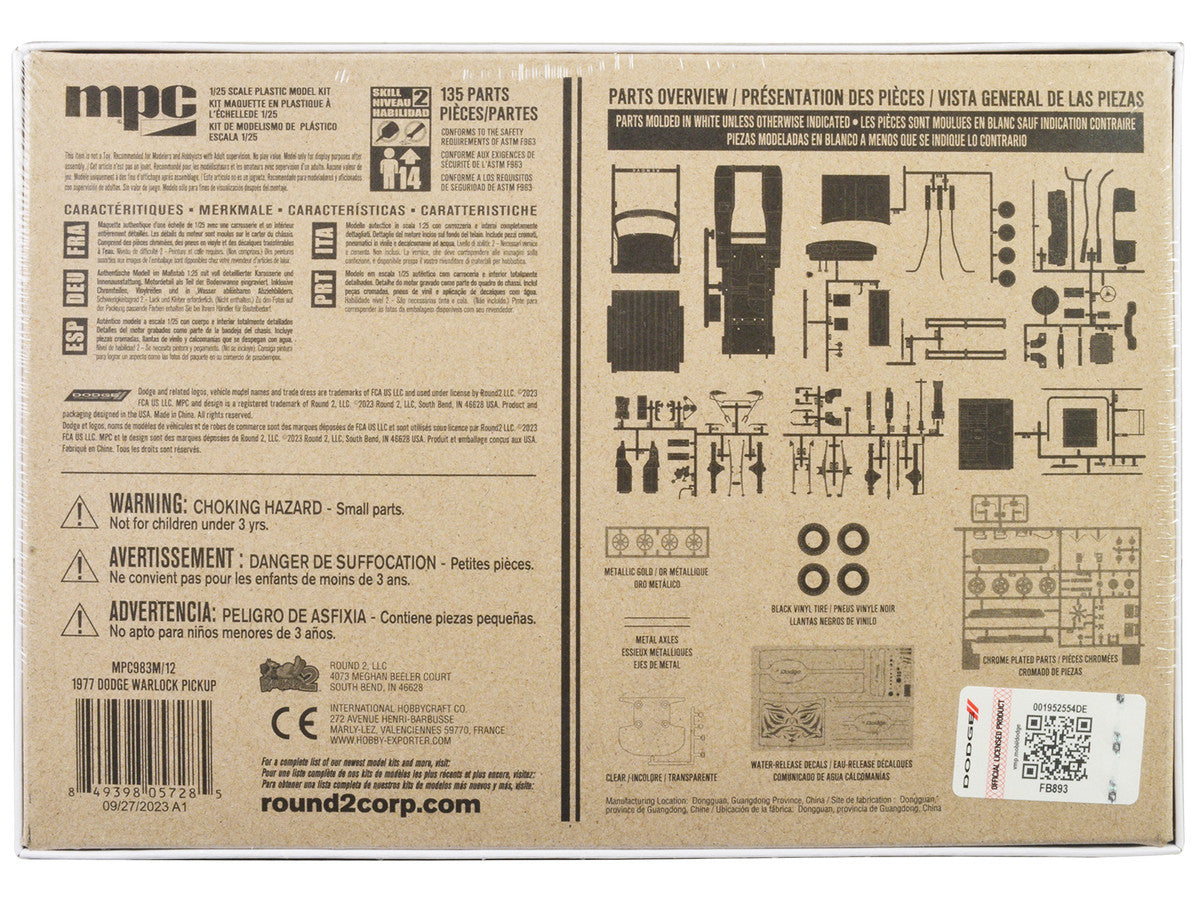 Skill 2 Model Kit 1977 Dodge Warlock Stepside Pickup Truck 1/25 Scale Model by MPC-3