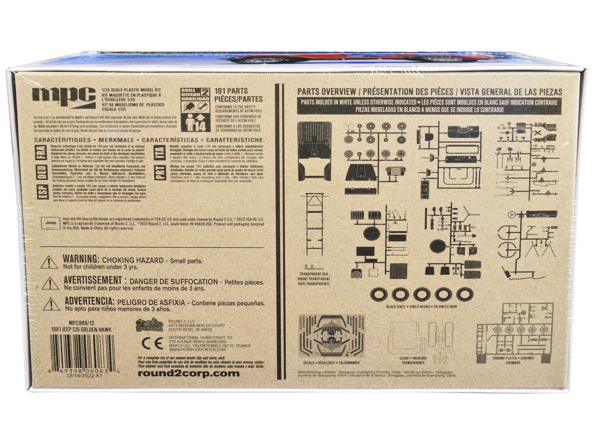 Skill 2 Model Kit 1981 Jeep CJ5 Golden Hawk 1/25 Scale Model Car by MPC-3
