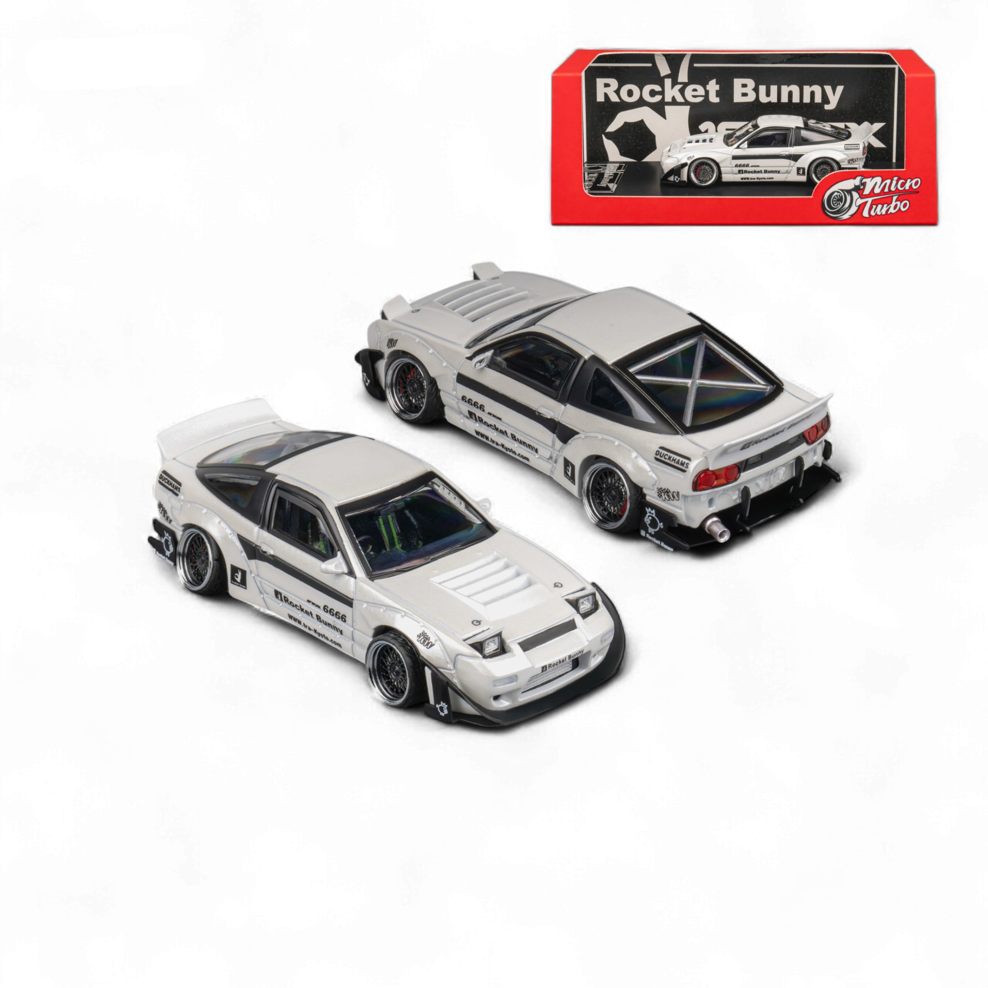 Nissan Custom 180SX - Pandem Rocket Bunny White 1:64 by MicroTurbo