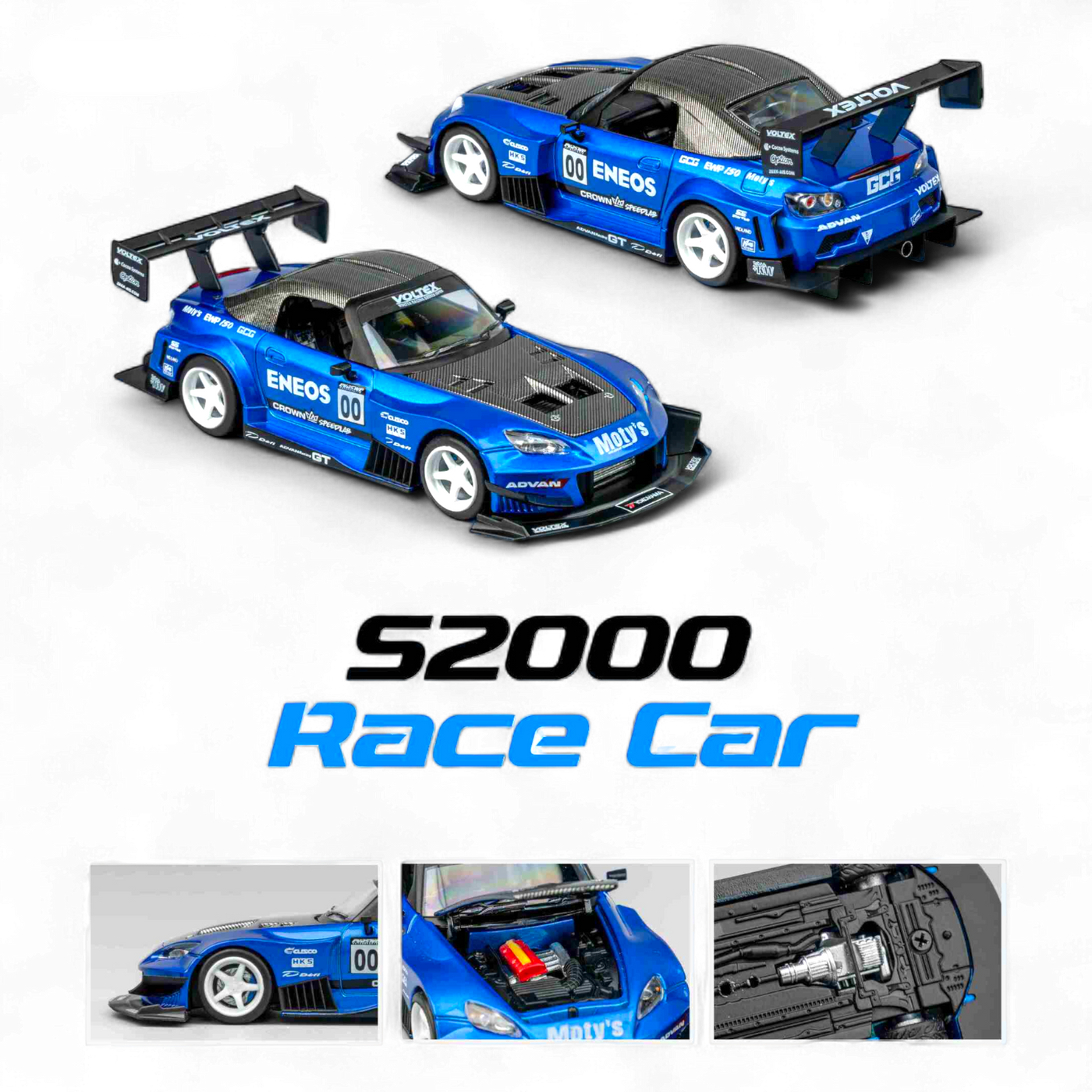Honda S2000 ENEOS #00 TOP FUEL - Candy Blue 1:64 by MicroTurbo Honda S2000 ENEOS #00 TOP FUEL - Candy Blue 1:64 by MicroTurbo