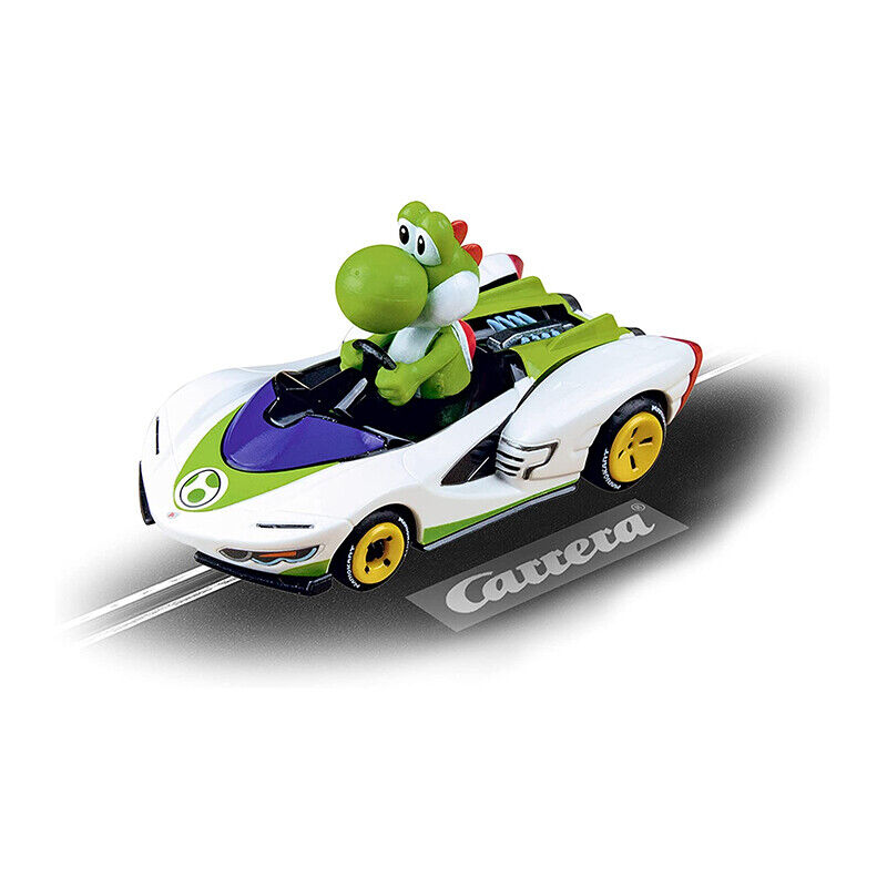 Mario Kart P-Wing Yoshi 1:43 Scale Car Vehicle with Analog Slot Carrera GO!!! Toy Car Track Set 20064183