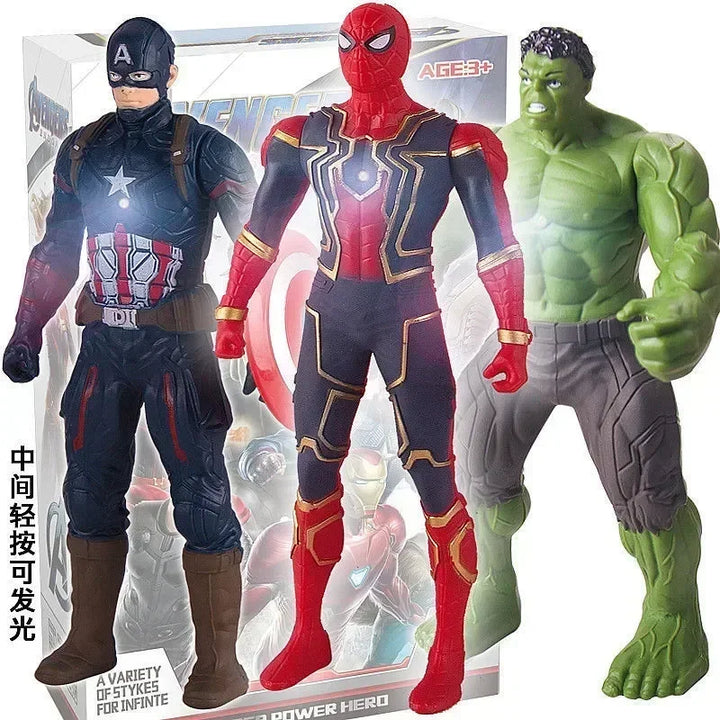 Marvel superhero action figures featuring Spider-Man, Captain America and Hulk