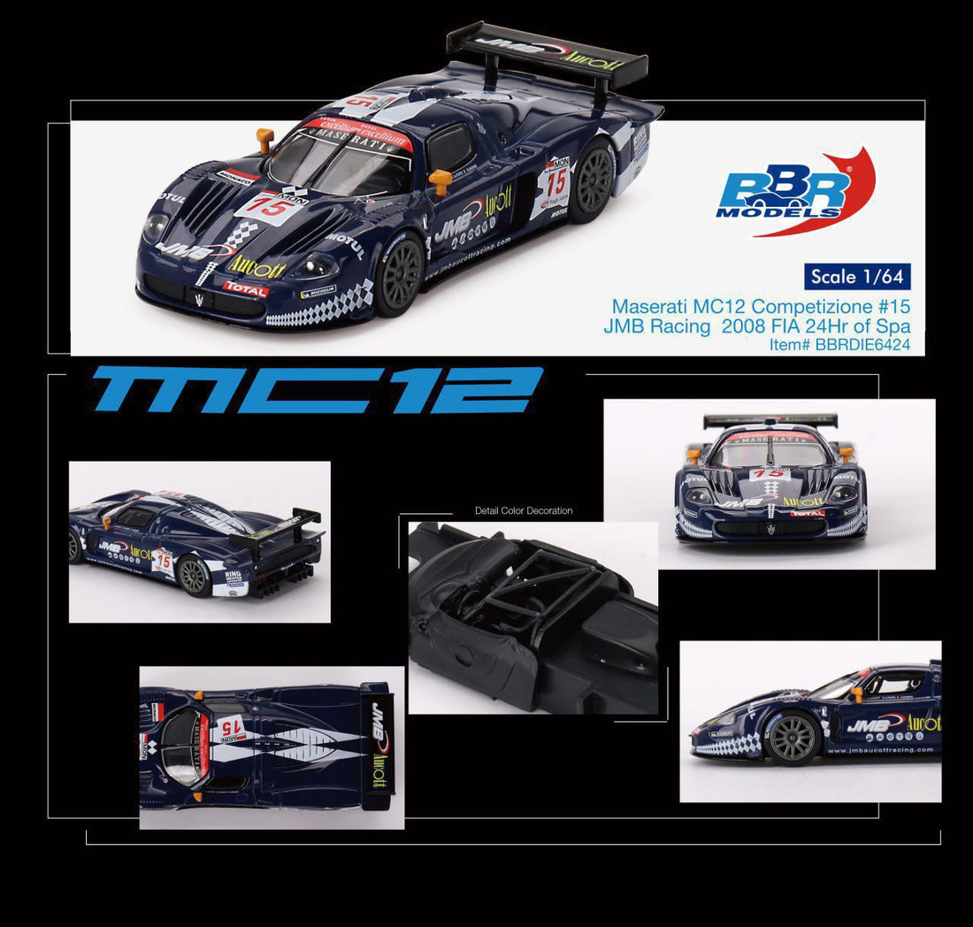 Maserati MC12 Competizione #15 JMB Racing 2008 FIA 24 Hr of Spa (BBR Model) 1:64