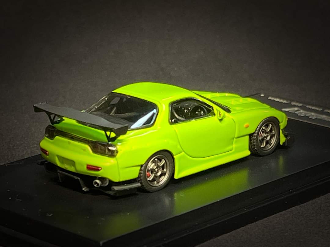 Mazda FD3S RX7 1:64 Diecast by 123 Hobby in Apple Green Rear View