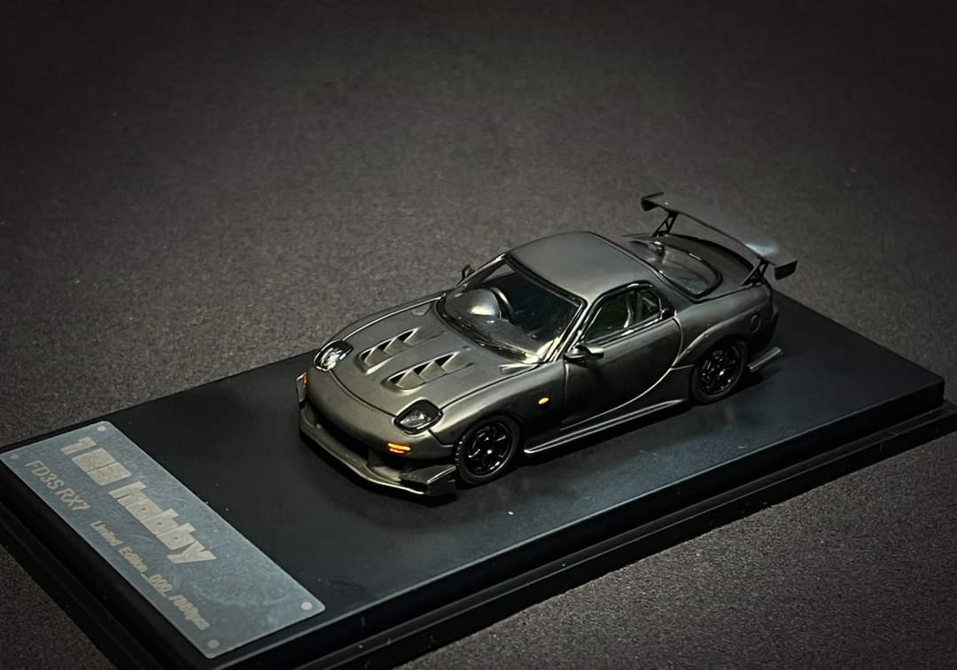 Mazda FD3S RX7 1:64 Scale Diecast Model by 123 Hobby in Matte Black