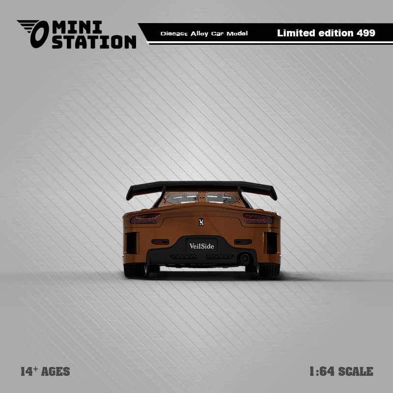 Mazda RX7 Veilside Metallic Brown / Black 1:64 Scale Diecast Model by Mini Station Rear View