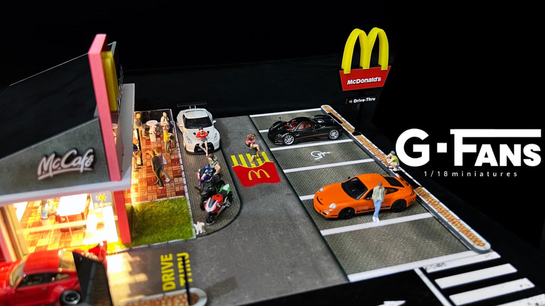 McDonalds 1:64 scale Diorama by G-Fans Parking Lot View