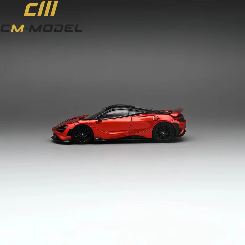 McLaren 765LT Volcanic Orange 1:64 Scale Diecast Model by CM Model Side View