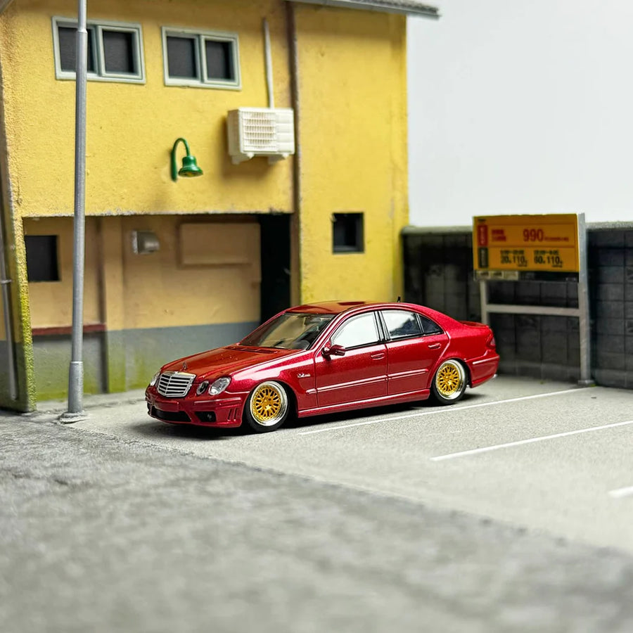 Mercedes-Benz E63 AMG W211 Lowered in Red 1:64 Scale Diecast Model by MK Model