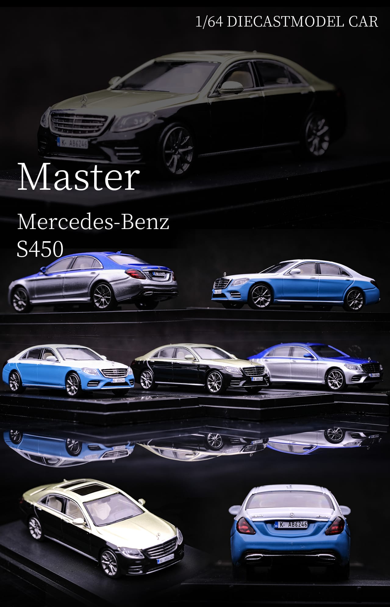 Mercedes-Benz S-Class S450 1:64 Diecast Scale Model by Master Color Options
