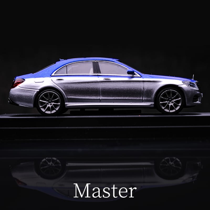 Mercedes-Benz S-Class S450 1:64 Diecast Scale Model by Master Blue and Silver Side View