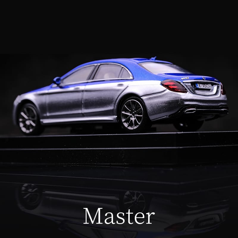Mercedes-Benz S-Class S450 1:64 Diecast Scale Model by Master Blue and Silver Rear View