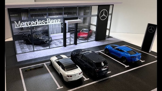 Mercedes-Benz Showroom Model Scene Diorama with LED Light 1:64 Scale Diecast by MoreArt MO936004 - 2