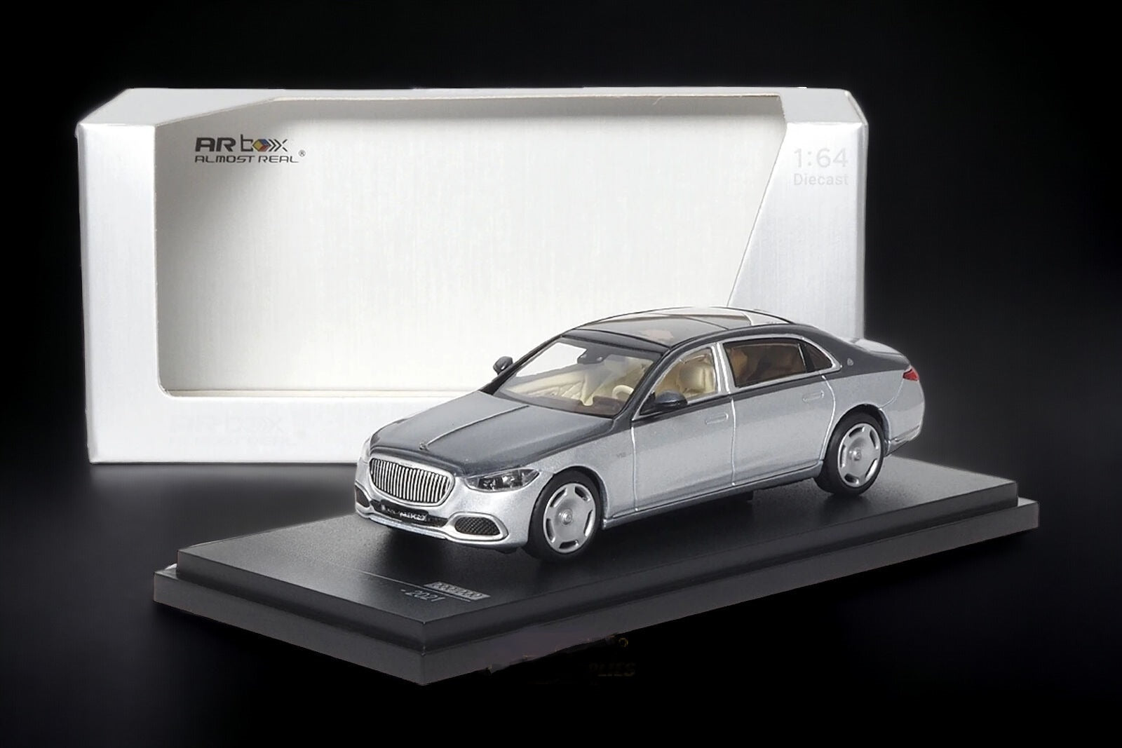 Mercedes-Benz 2021 Maybach W223 Grey/ Hightech Silver 2-Tone 1:64 by AR BOX