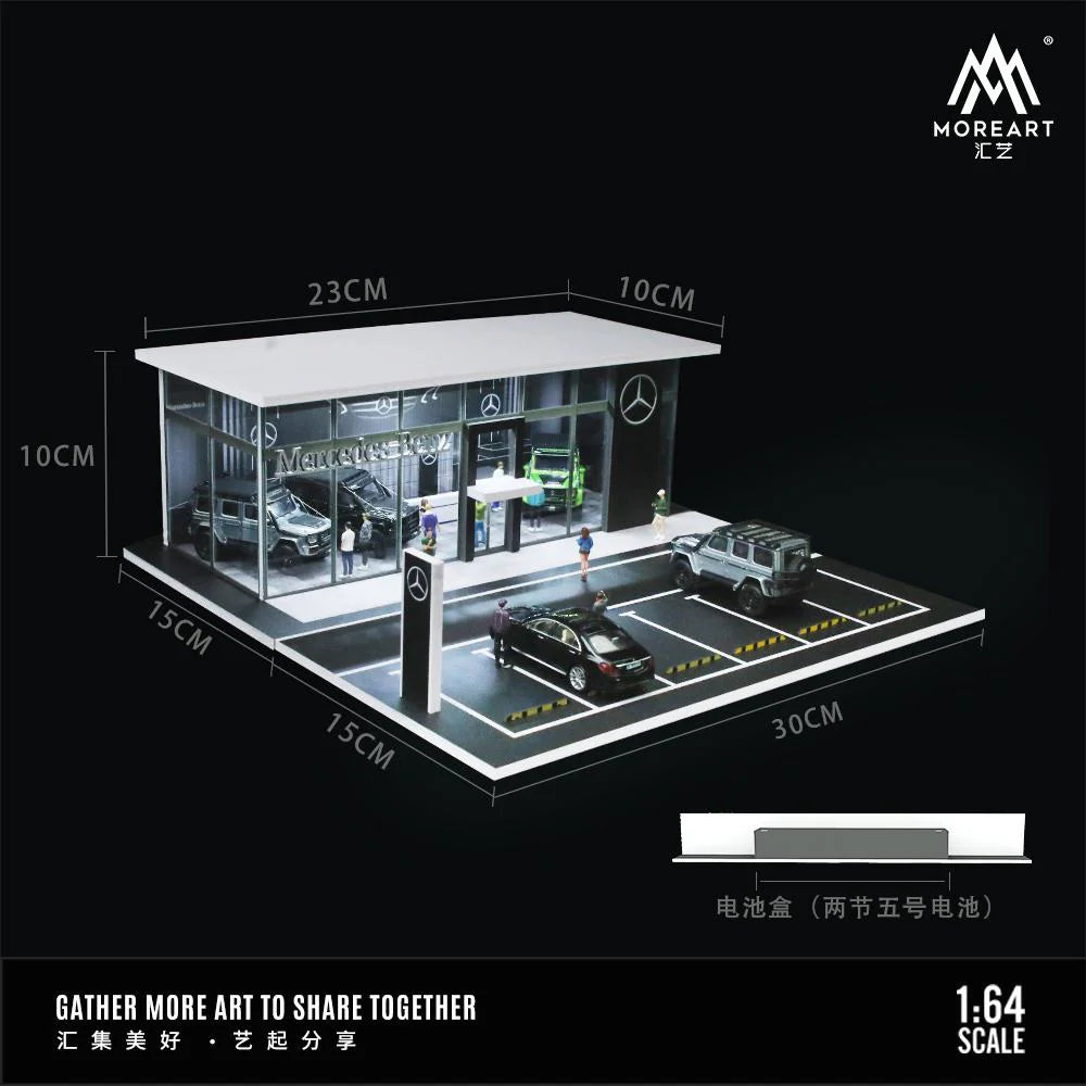 Mercedes-Benz Showroom Model Scene Diorama with LED Light 1:64 Scale Diecast by MoreArt - 6