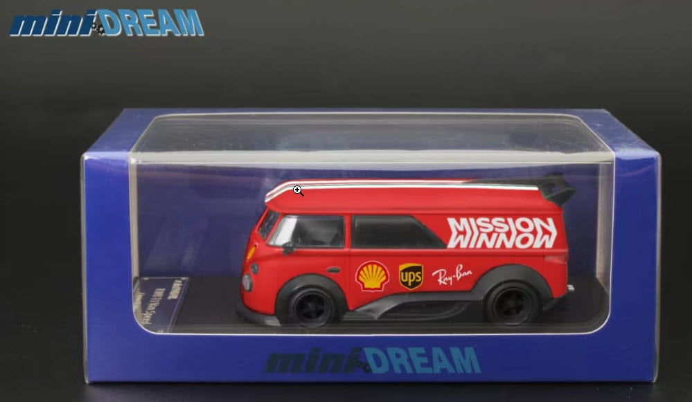 Volkswagen T1 RWB Van in Ferrari WM Livery 1:64 Scale Diecast Model by Mini DREAM Packaging View