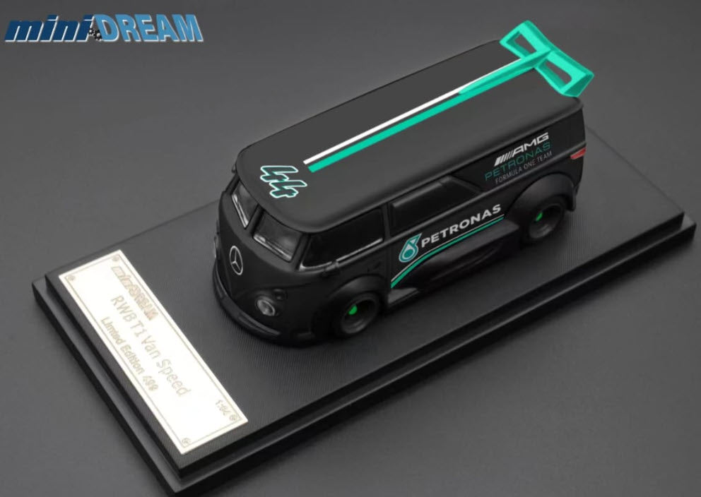 VW RWB T1 Van Speed #44 in Mercedes AMG F1 Team Livery 1:64 Scale Diecast Model by Mini DREAM Top View