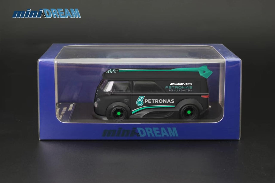 VW RWB T1 Van Speed #44 in Mercedes AMG F1 Team Livery 1:64 Scale Diecast Model by Mini DREAM Packaging View