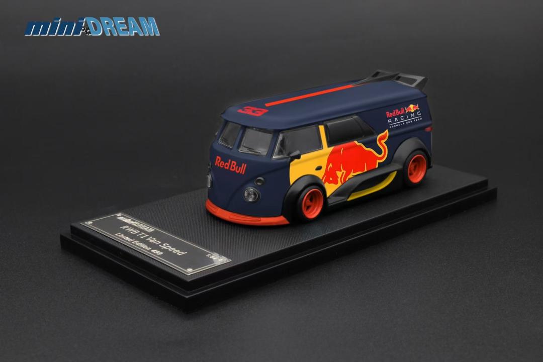 VW RWB T1 Van Speed Red Bull #33 1:64 Scale Diecast Model by Mini DREAM