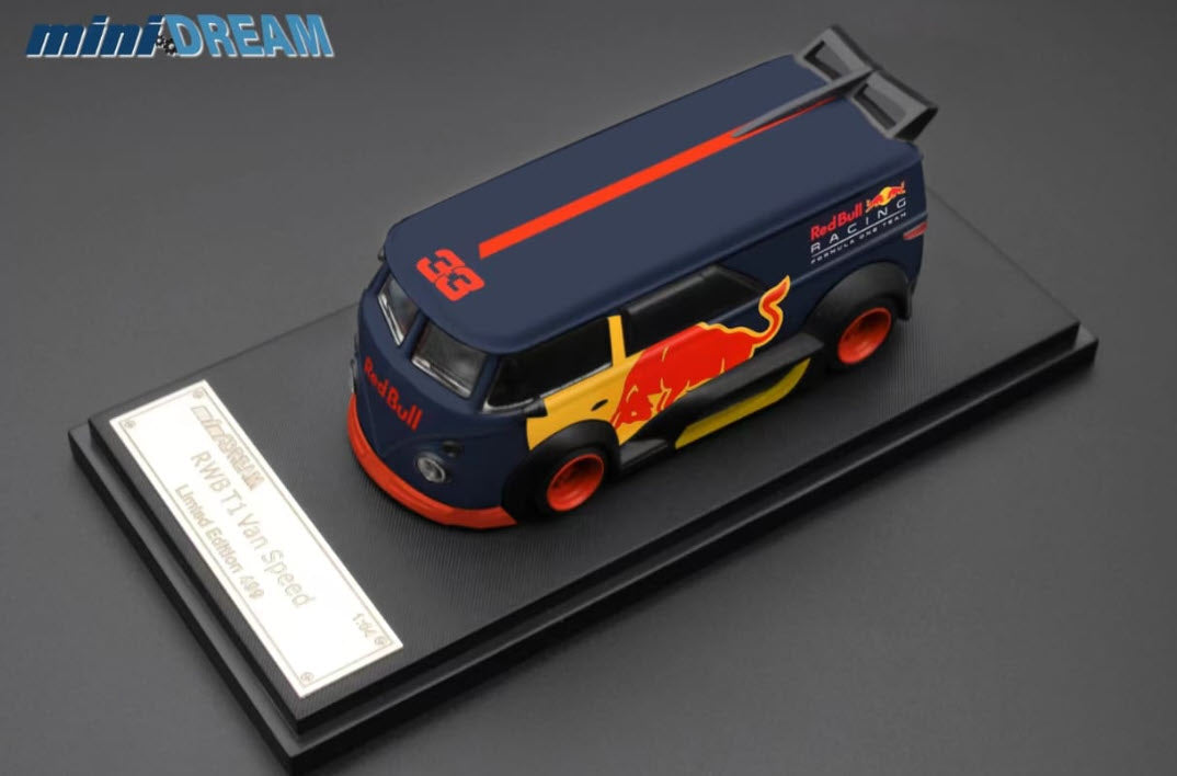 VW RWB T1 Van Speed Red Bull #33 1:64 Scale Diecast Model by Mini DREAM Top View
