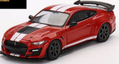 Ford Mustang Shelby GT500 Red 1:64 Scale Diecast Model by Mini GT Drivers Side and Front View