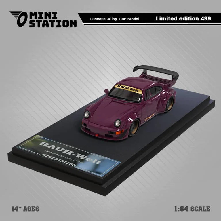 Porsche RWB 964 Hekigyoku in Metallic Purple 1:64 Scale Diecast Model by Mini Station
