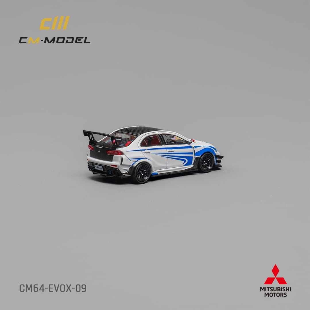 Misubishi Lancer EvoX Varis in White / CM64 -EVOIX-0 1:64 Scale Diecast Model by CM Model Rear View