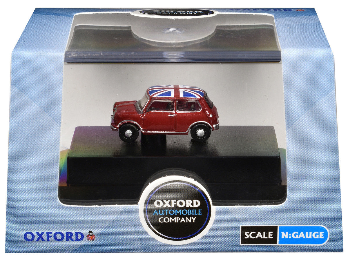 Austin Mini RHD (Right Hand Drive) Tartan Red with Union Jack Top 1/148 (N) Scale Diecast Model Car by Oxford Diecast 3
