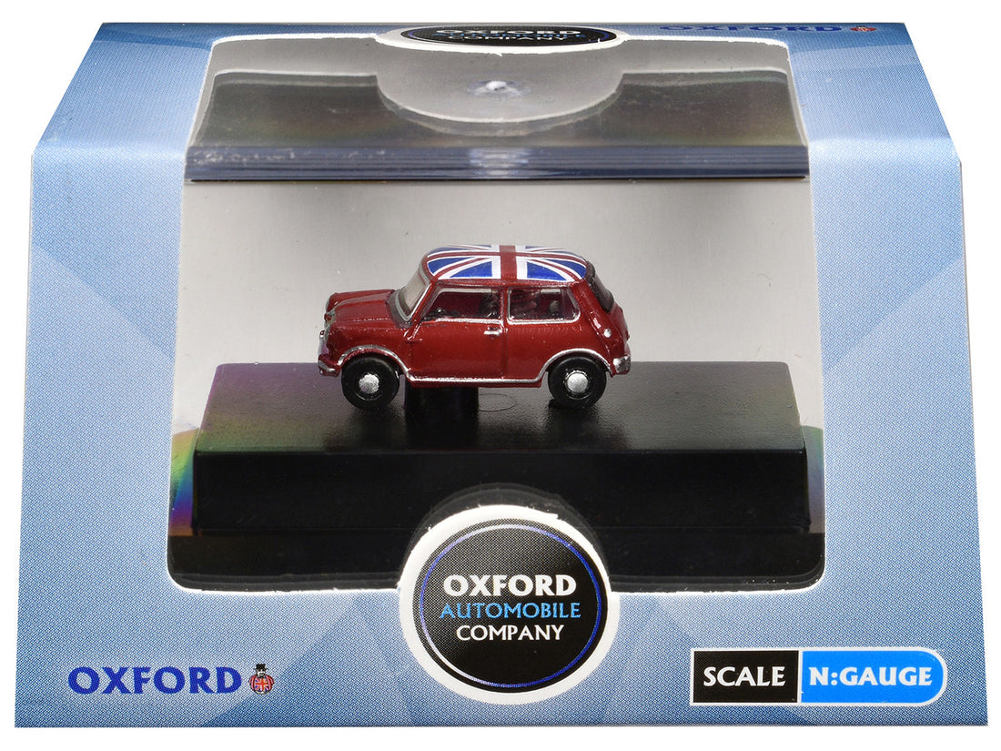 Austin Mini RHD (Right Hand Drive) Tartan Red with Union Jack Top 1/148 (N) Scale Diecast Model Car by Oxford Diecast 3