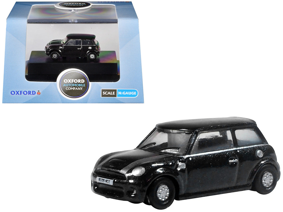 Mini Cooper S RHD (Right Hand Drive) Midnight Black with Silver Stripes 1/148 (N) Scale Diecast Model Car by Oxford Diecast 4