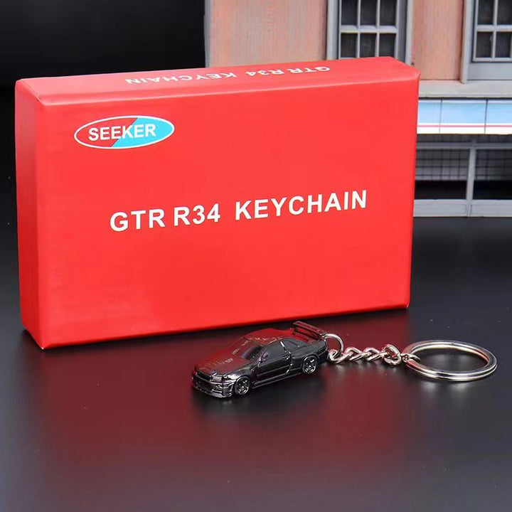 Nissan GRR34 Key Chain Diecast Model 1:87 Scale by Seeker Gun Grey Packaging