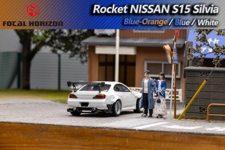 Nissan Silvia S15 White 1:64 Scale Diecast Model by Focal Horizon Rear View