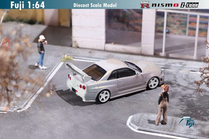 Nissan Skyline GT-R R34 Nismo Z-Tune High Wing 1:64 by Fuji Side View