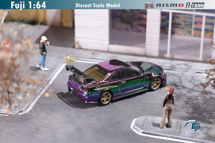 Nissan Skyline GT-R R34 Nismo Z-Tune High Wing 1:64 by Fuji Passenger Side View