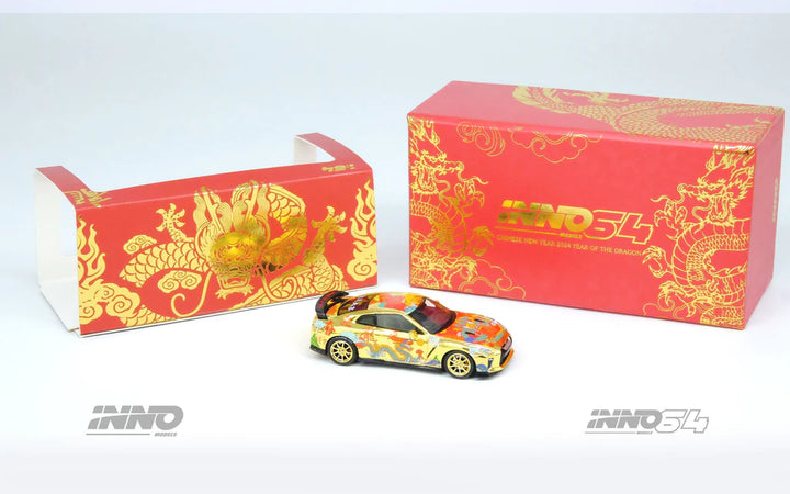 Nissan Skyline GT-R R35 Year Of The Dragon Special Edition 2024 1:64 Scale Diecast Model by Inno64 Special Packaging View