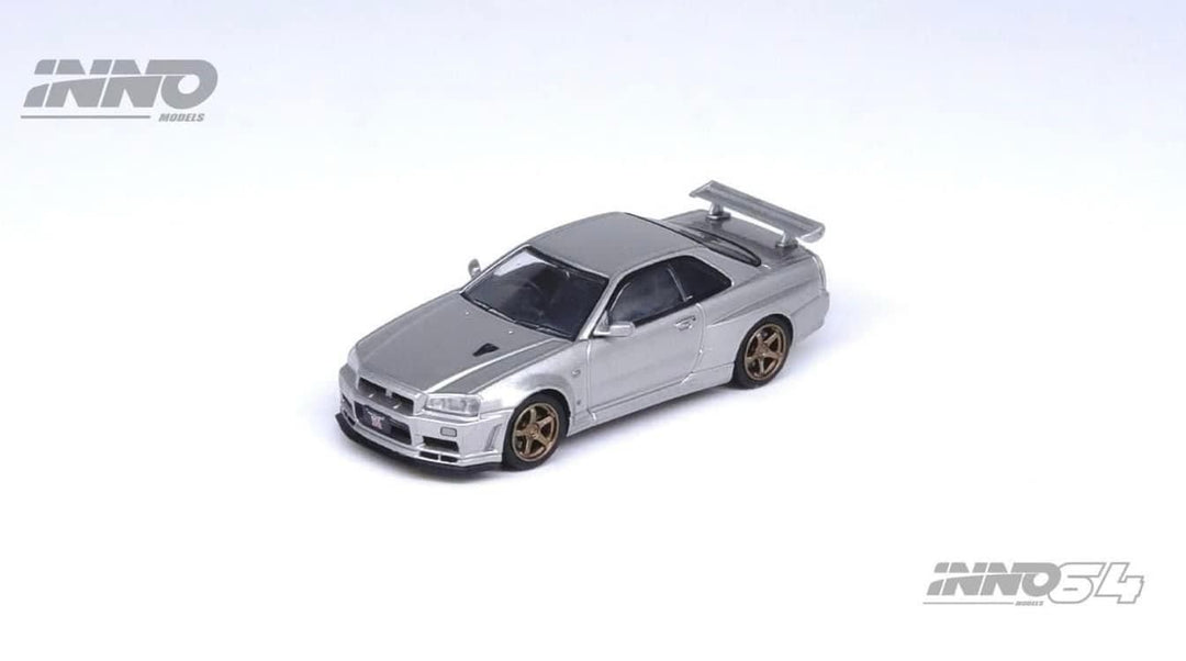 Nissan Skyline GT-R (R34) V-Spec II Silver 1:64 Scale Diecast Car by Inno64 IN64-R34VS-SIL