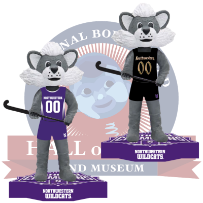 Willie the Wildcat Northwestern Wildcats Mascot 2024 Field Hockey National Champions Bobbleheads (Presale)