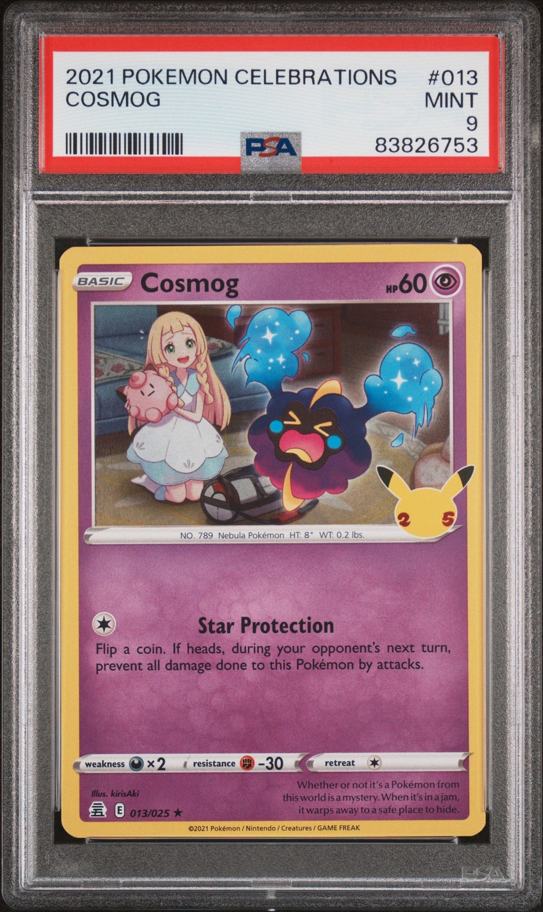 2021 POKEMON CELEBRATIONS COSMOG #13 PSA 9