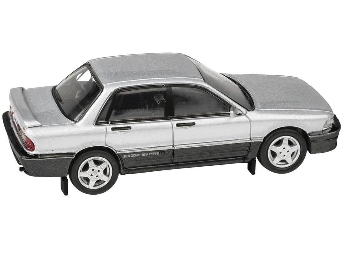1988 Mitsubishi Galant VR-4 Grace Silver Metallic and Chateau Silver 1/64 Diecast Model Car by Paragon Models-1