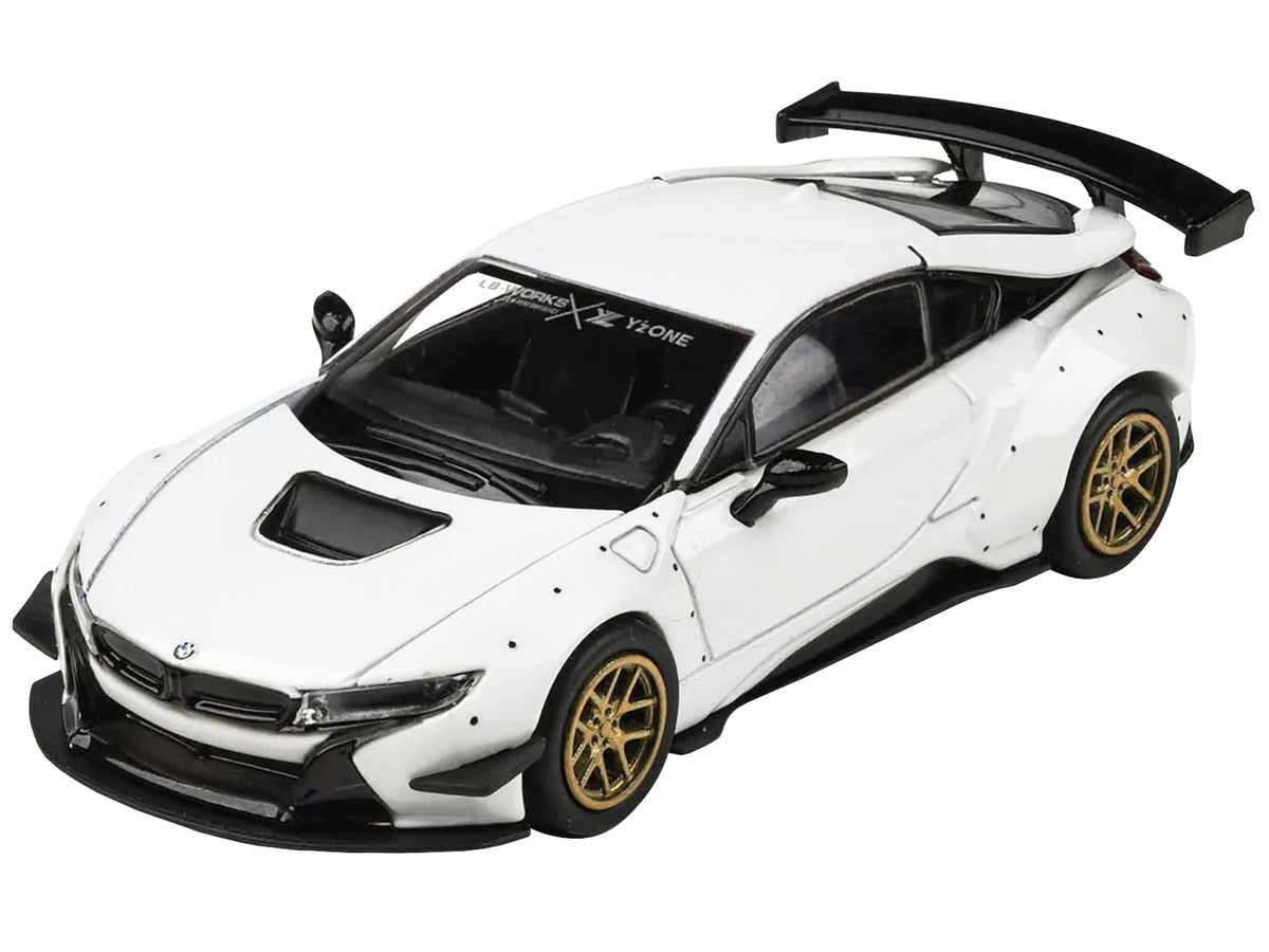BMW i8 Liberty Walk White with Gold Wheels 1/64 Diecast Model Car by Paragon Models-2