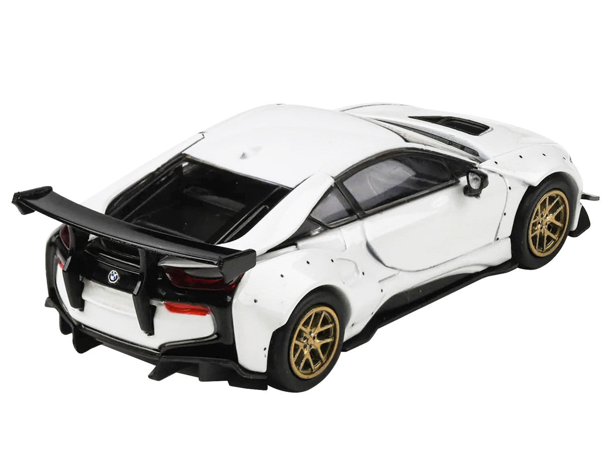BMW i8 Liberty Walk White with Gold Wheels 1/64 Diecast Model Car by Paragon Models-3