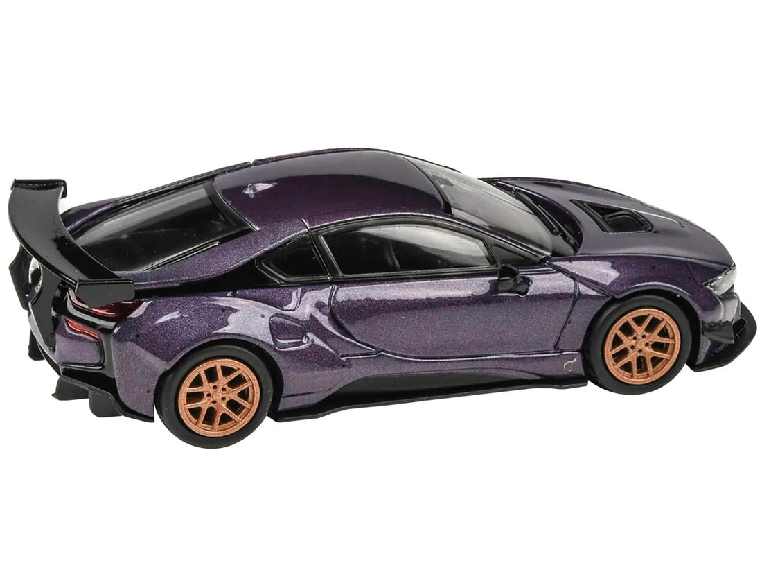 BMW i8 Liberty Walk Twilight Purple Metallic with Gold Wheels 1/64 Diecast Model Car by Paragon Models-1