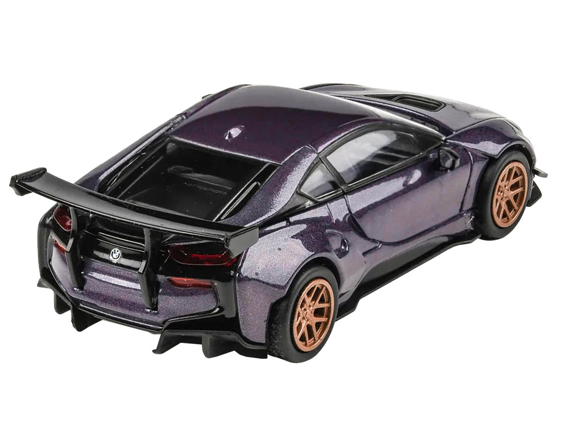 BMW i8 Liberty Walk Twilight Purple Metallic with Gold Wheels 1/64 Diecast Model Car by Paragon Models-3